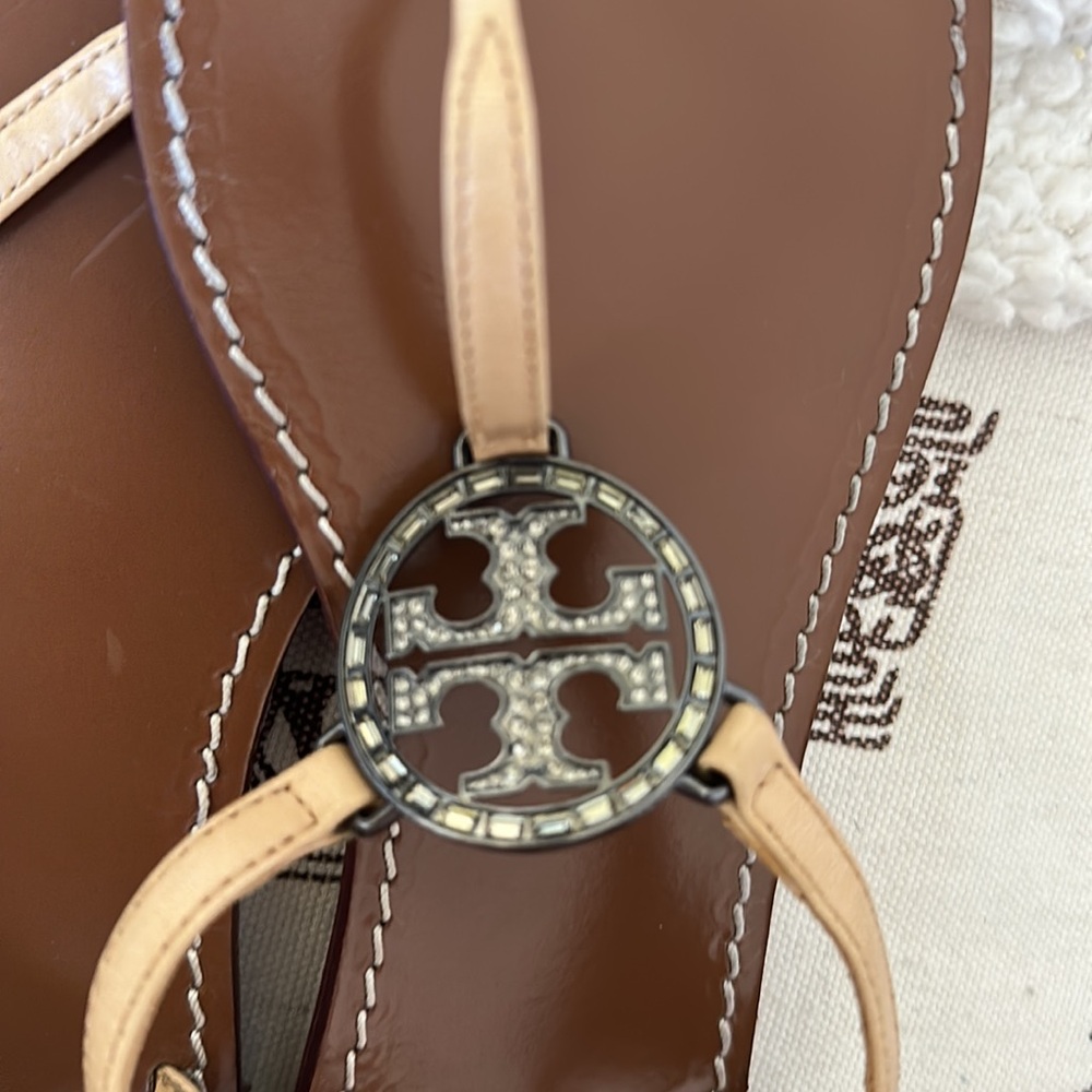 Tory Burch sandals 10M Tan Brown all leather - Picture 2 of 5